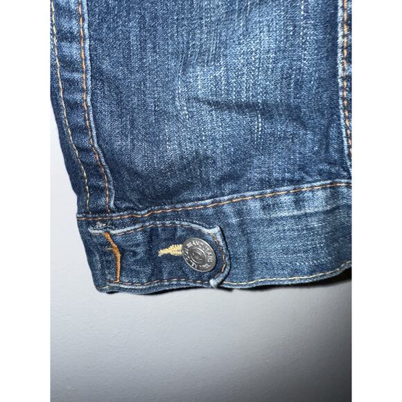 Vtg Y2K True Religion Jimmy Fitted Denim Jean Jacket Distressed Womens Size XS - Picture 7 of 13